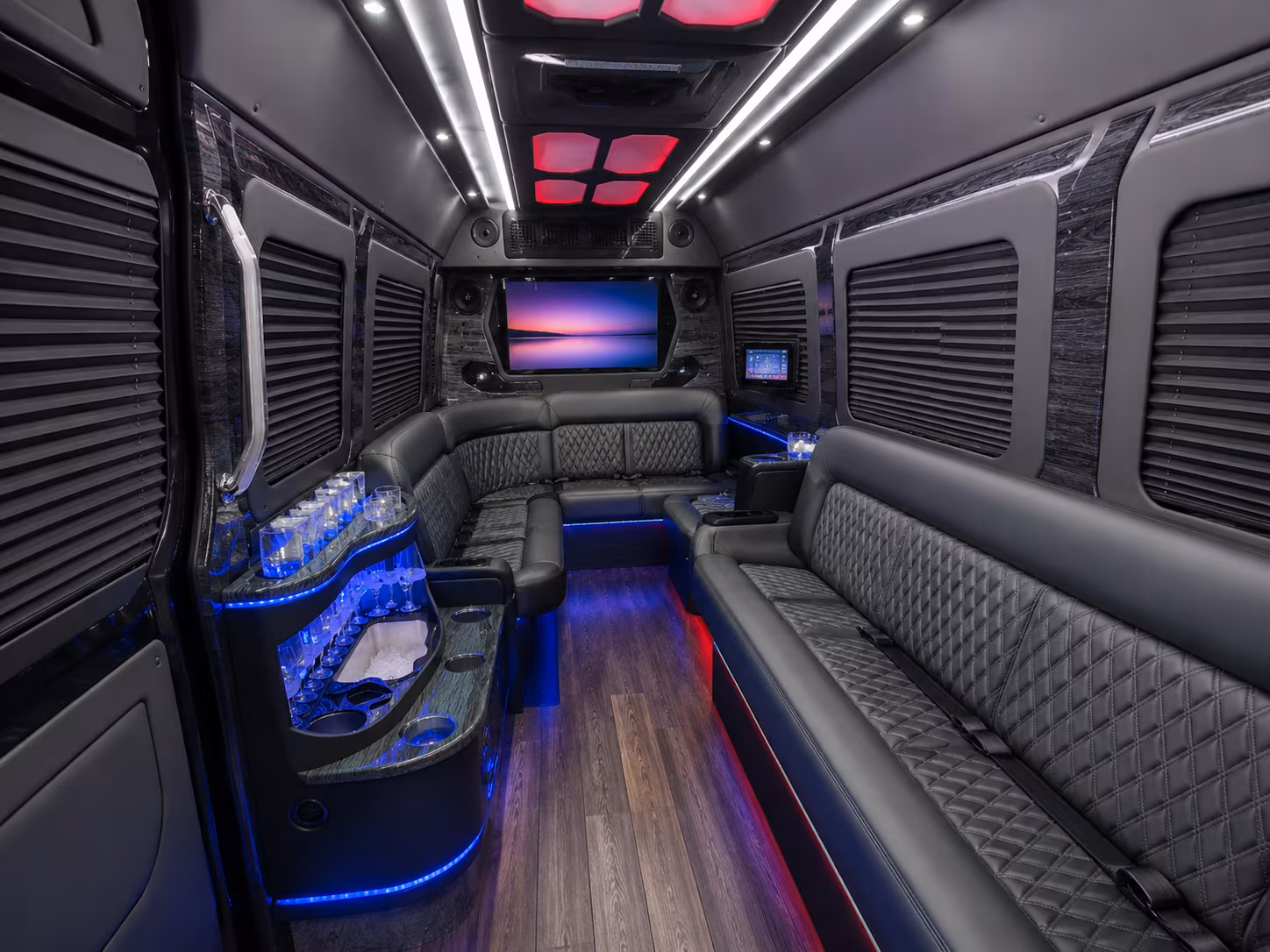 huntsville 18 passenger party bus interior