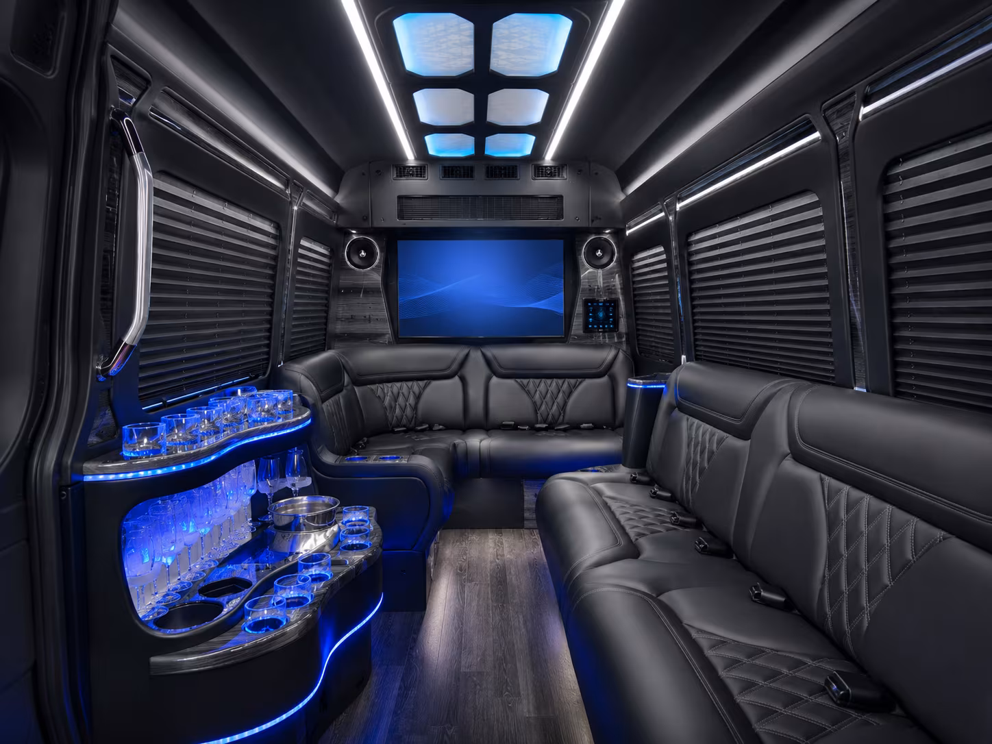 huntsville 40 passenger party bus inside
