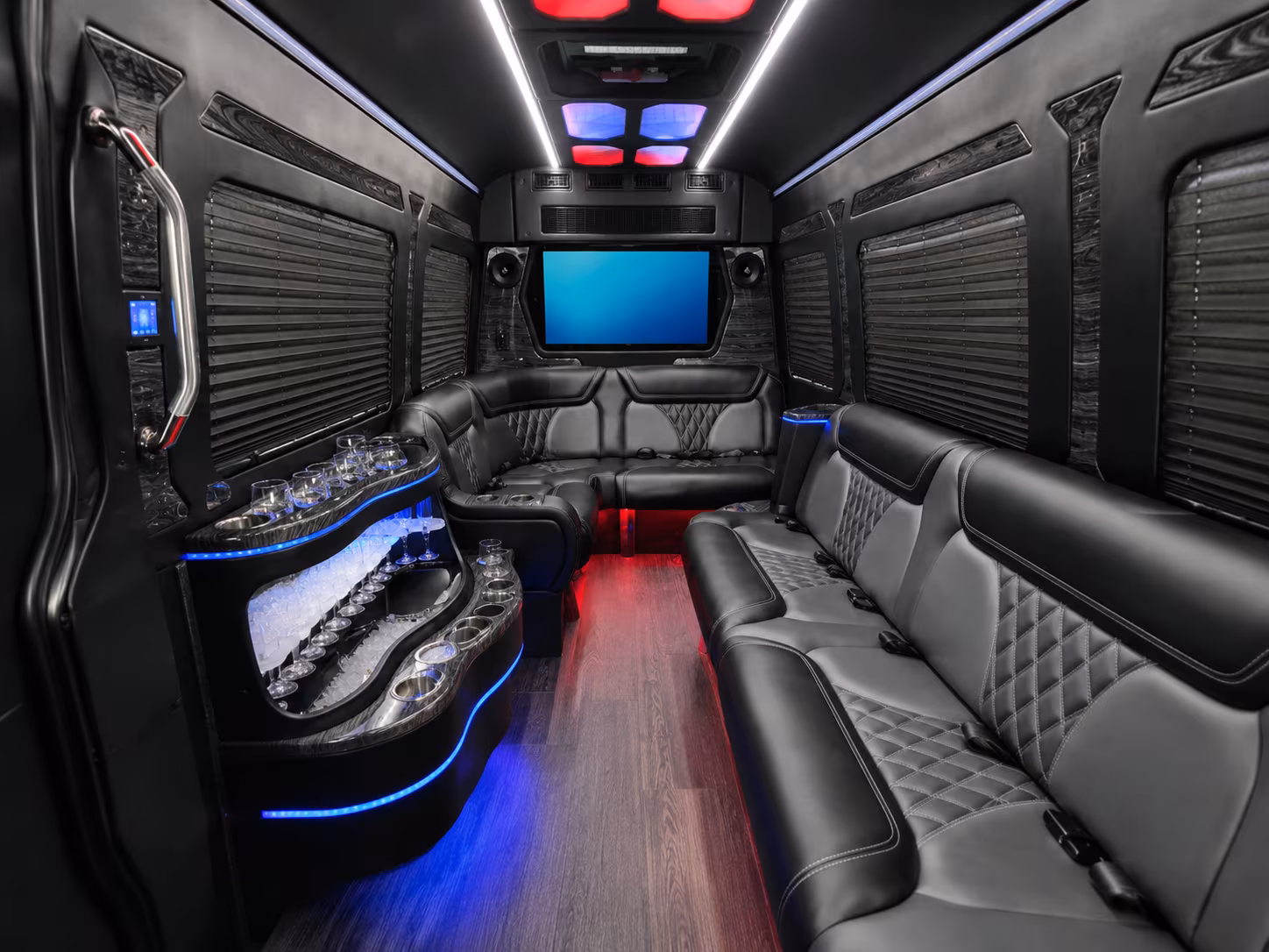huntsville 50 passenger party bus interior